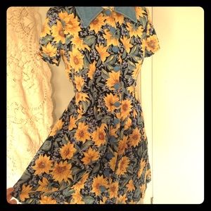 90's Granite sunflower print sundress - 5/6